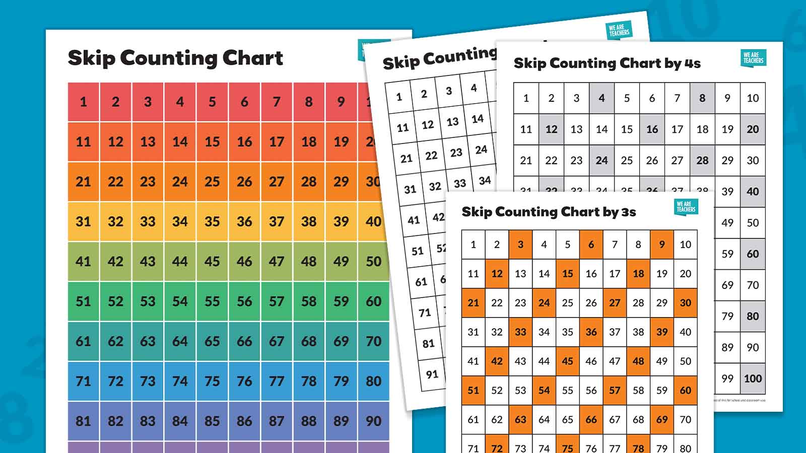 printable examples of skip-counting activities in full color