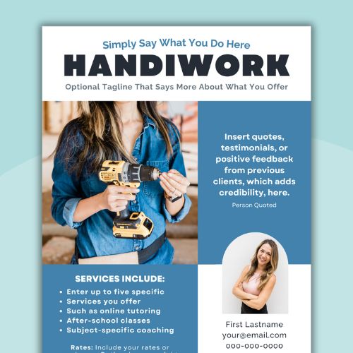 an image of an editable handiwork flyer template for teachers