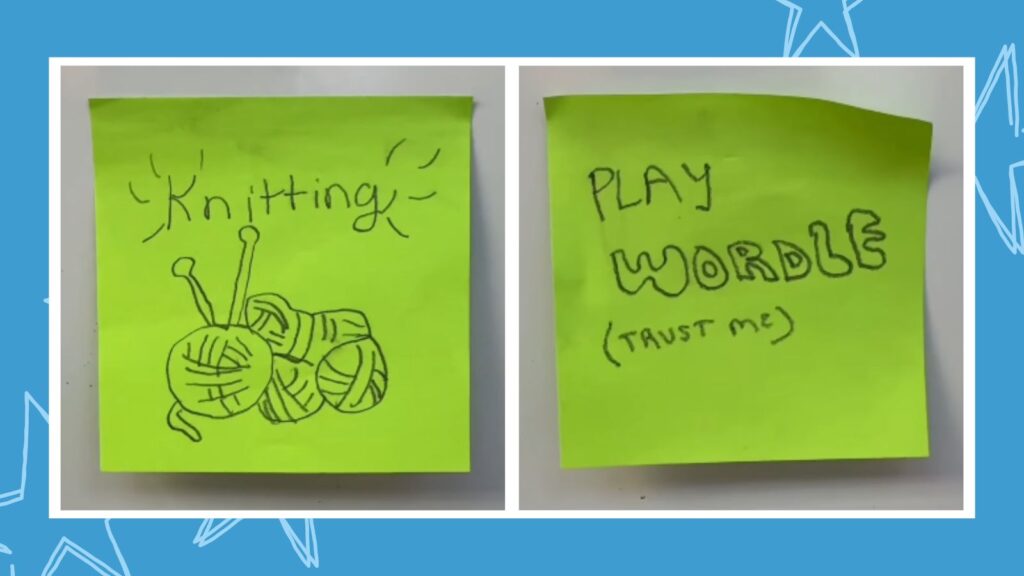 Student examples of what they think people in their 40s do