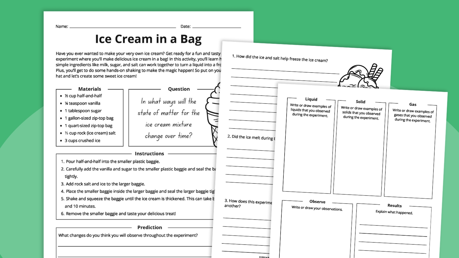 Ice Cream in a Bag Experiment: How-To Plus Free Worksheet Ice Cream in a Bag Experiment: How-To Plus Free Worksheet
