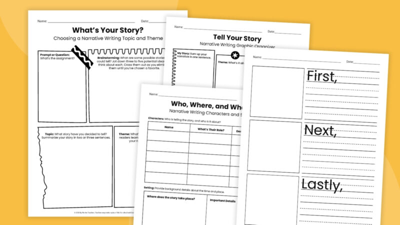 an image of various narrative writing graphic organizers