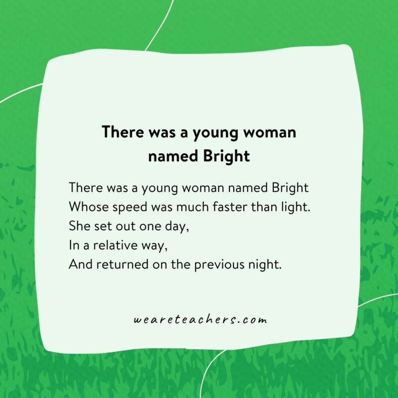 Limericks for kids: There was a young woman named Bright.