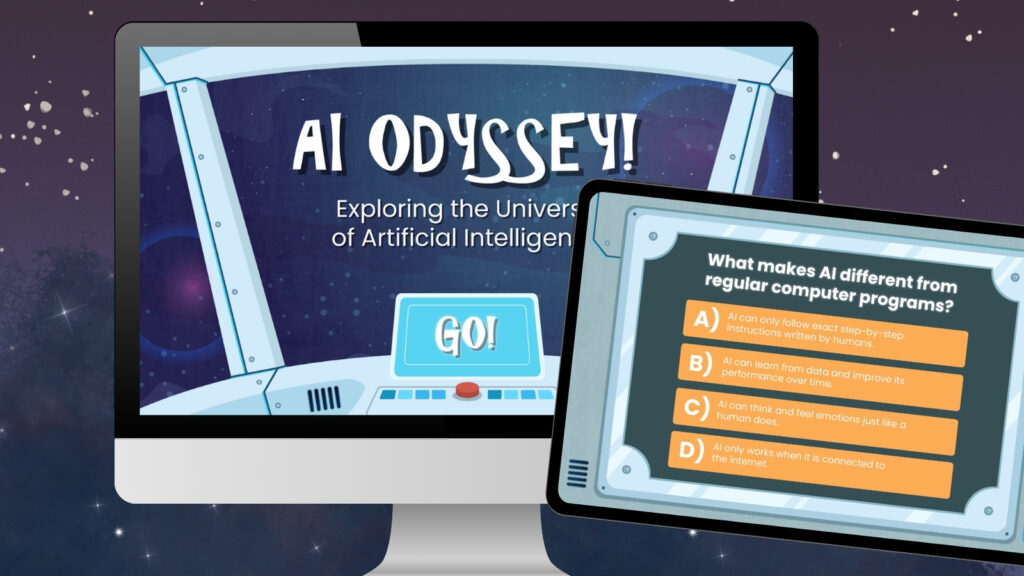 Images from the Kids4Tech AI Odyssey game