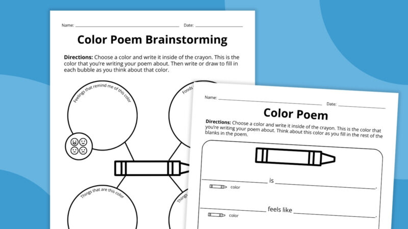 Color Poem Template color poems brainstorming and writing worksheets
