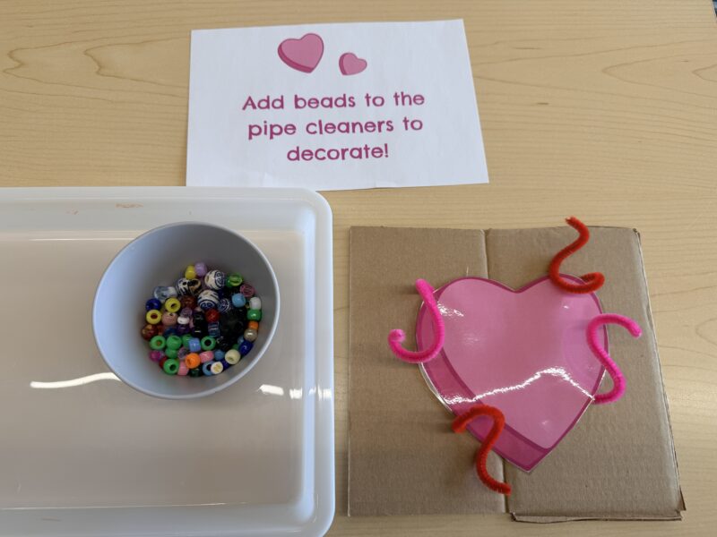 Circulatory System Activities a pink heart paper with beads