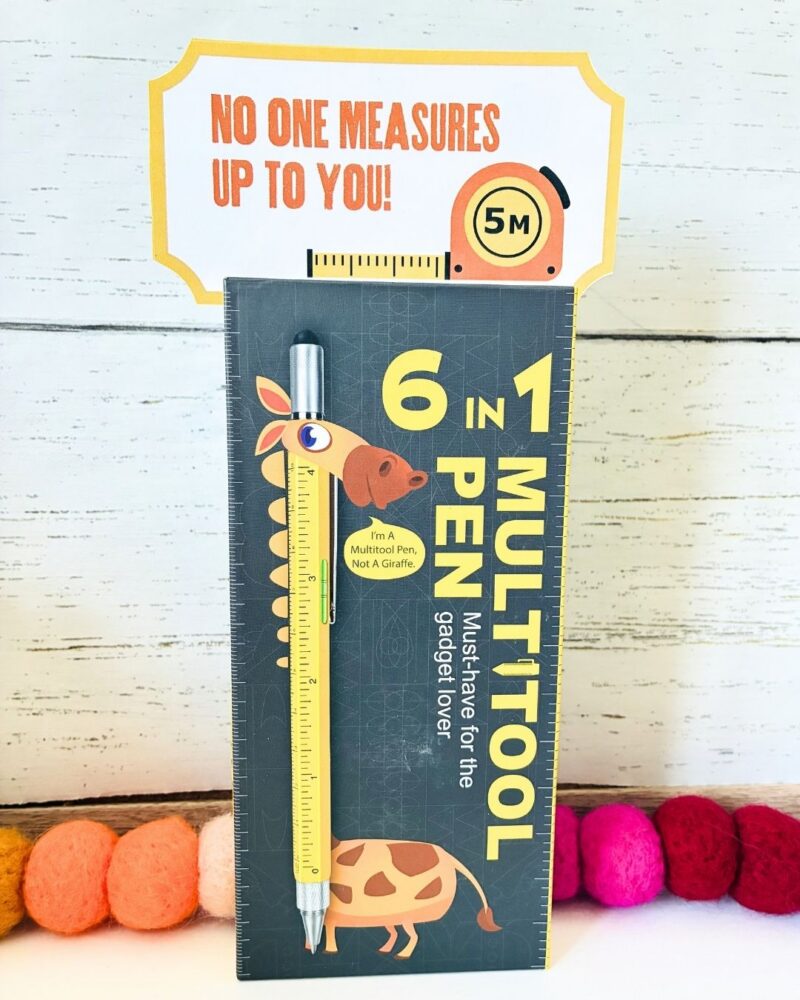 an image of a teacher gift with a gift tag for teachers printable: 6 in 1 multitool pen