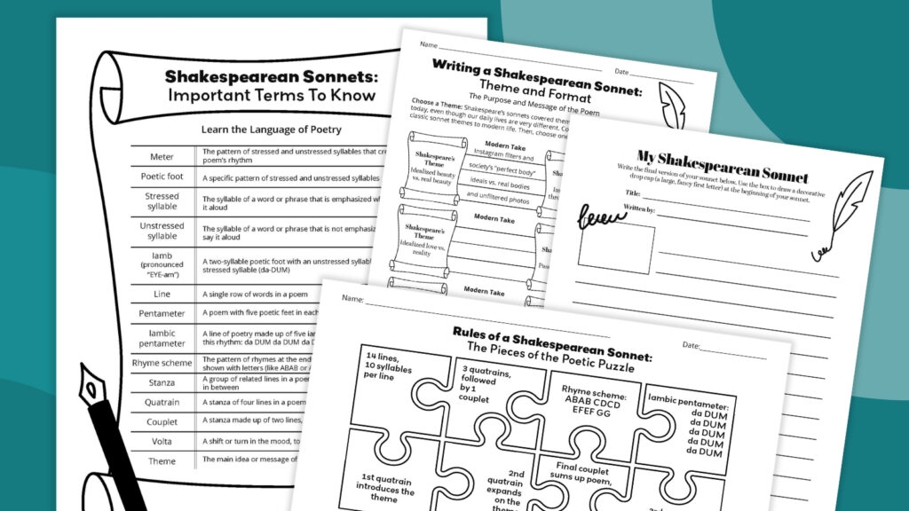 Free Printable Shakespearean Sonnet Template Bundle