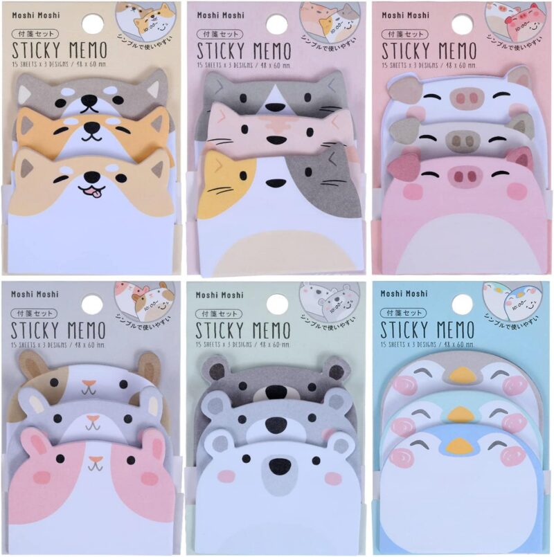 Packs of sticky notes with animal themes