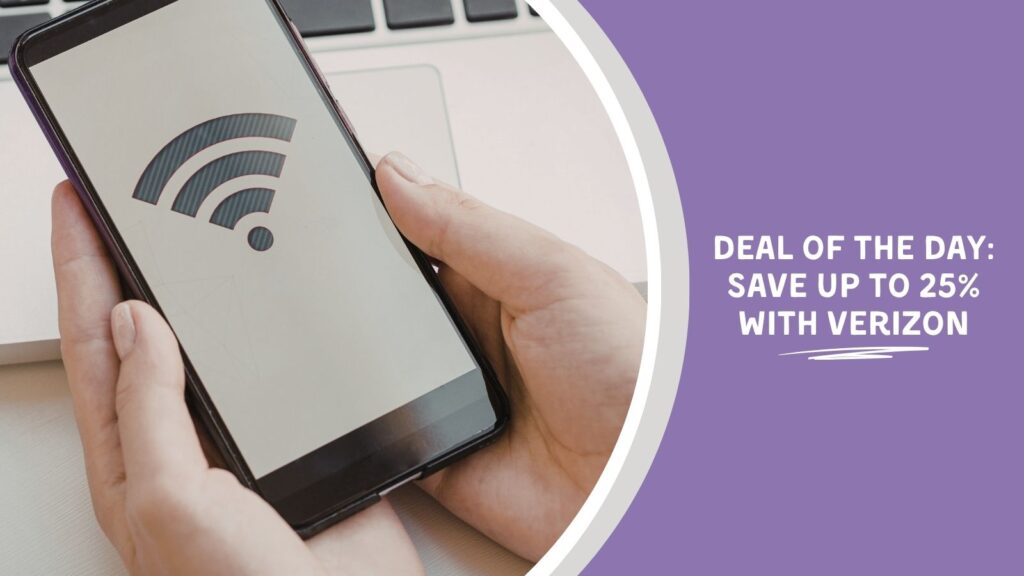 A cell phone with a wifi symbol on the screen, for the Verizon teacher discount
