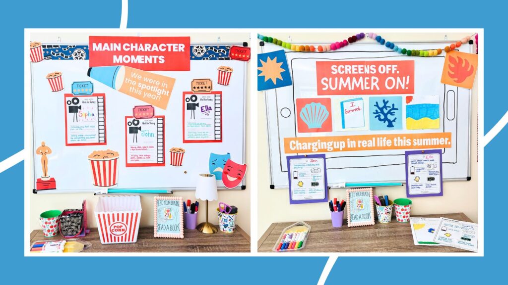 an image of two free printable end of year bulletin board kits