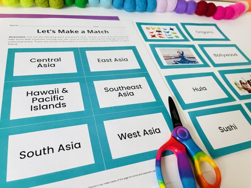 an image of AAPI Heritage Month printable cards to play let's make a match
