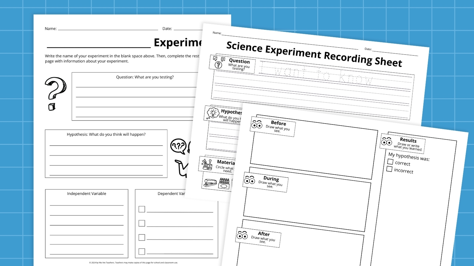 an image of a few science experiment worksheets for students