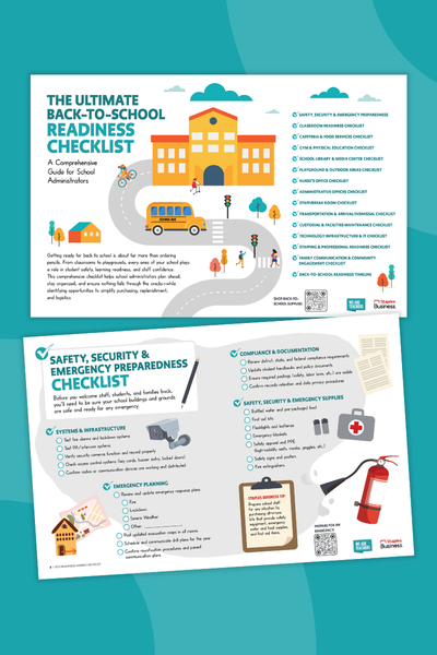 Two pages from a back to school checklist for administrators