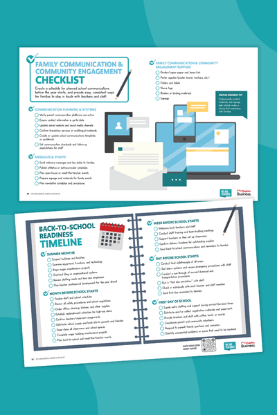Two pages from a back to school checklist for administrators