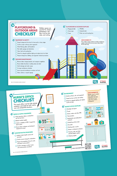 Two pages from a back to school checklist for administrators