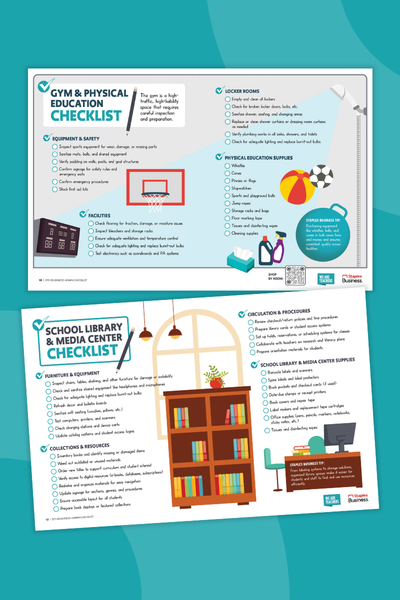 Two pages from a back to school checklist for administrators