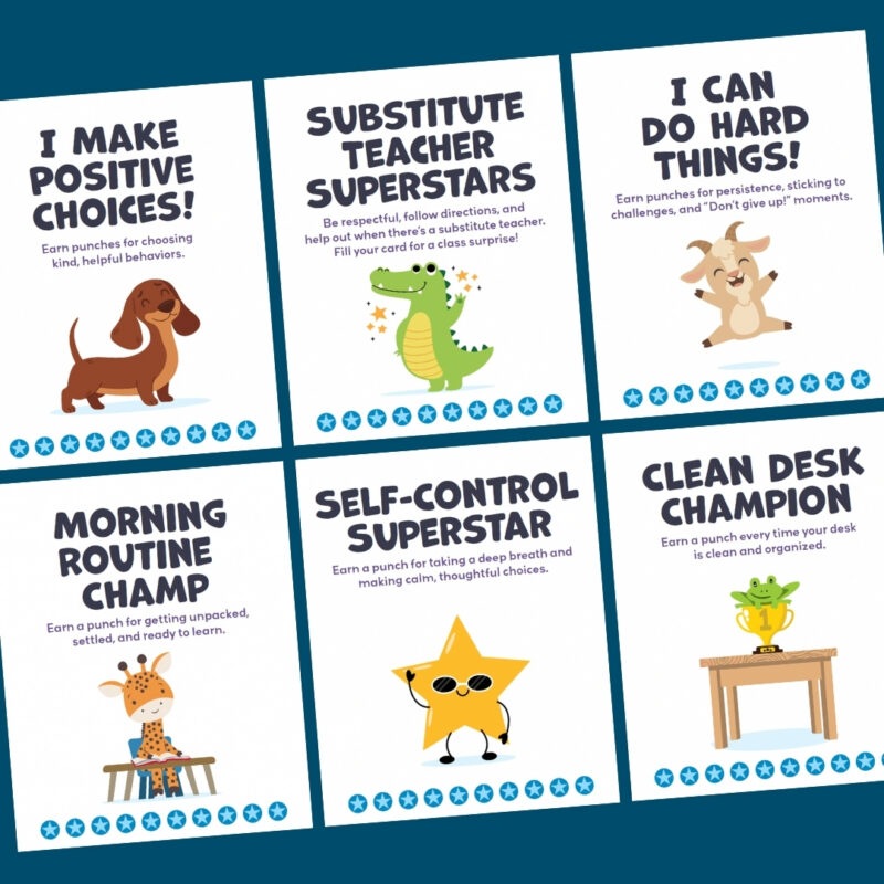 Motivational Punch Cards an image of various motivational punch cards for students