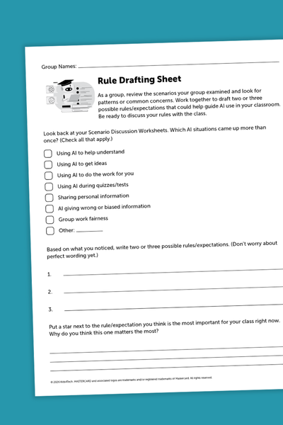 Image of the page students will use to draft their class AI code of conduct