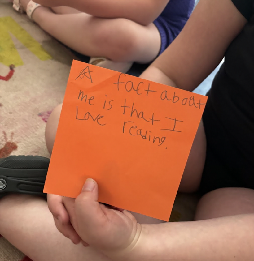 Fun fact written on sticky note