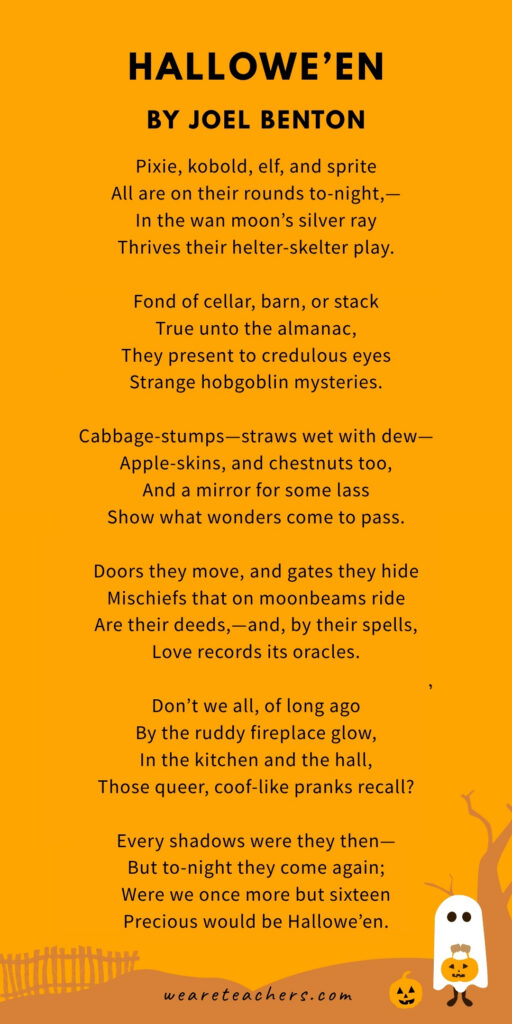 an image of a Halloween poem, Hallowe’en by Joel Benton