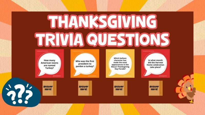 Thanksgiving Trivia Questions Bulletin Board an image of a Thanksgiving trivia bulletin board mockup