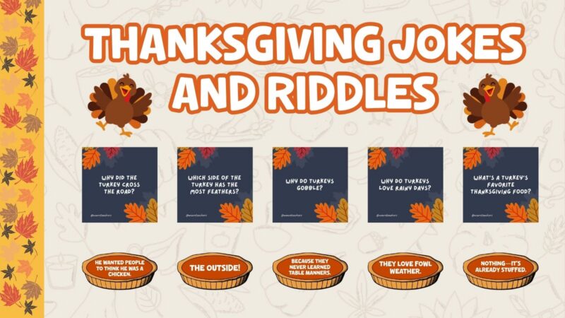 Thanksgiving Jokes and Riddles Bulletin Board an image of a Thanksgiving jokes and riddles mockup